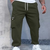 Мъжки ежедневни карго панталони в уличен стил с голям размер, 3цвята, снимка 5 - Панталони - 43900188