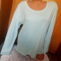 Светло тюркоазена изчистена блуза ХЛ, снимка 1 - Блузи с дълъг ръкав и пуловери - 35053105
