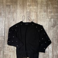 Черна блуза лек тънък пуловер овърсайз  широк прилеп перли  Zara , снимка 17 - Блузи с дълъг ръкав и пуловери - 38733890