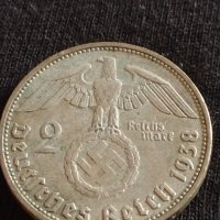 Сребърна монета 2 райхсмарки 1938г. Нацистка Германия Трети Райх с СХВАСТИКА за КОЛЕКЦИЯ 42060, снимка 8 - Нумизматика и бонистика - 43798821