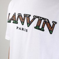 LANVIN White Embroidered Logo Мъжка Тениска size S, снимка 9 - Тениски - 37170551