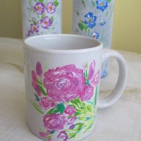 Ръчно рисувани порцеланови чаши с цветя, снимка 3 - Декорация за дома - 33426322