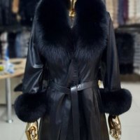 Дамско луксозно палто кашмир вълна и лисица код 347, снимка 1 - Палта, манта - 39712799