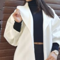 -40% Стилно дамско палто с Екстравагантен ръкав, цвят бял, снимка 2 - Палта, манта - 43860871