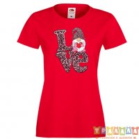 Дамска тениска Свети Валентин Love Gnome Valentine's 11, снимка 4 - Тениски - 35547227