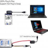 USB Кабел за връзка към диск 2.5"/3.5" SATA/IDE HDD/DVD/SSD + Гаранция, снимка 2 - Кабели и адаптери - 26558109