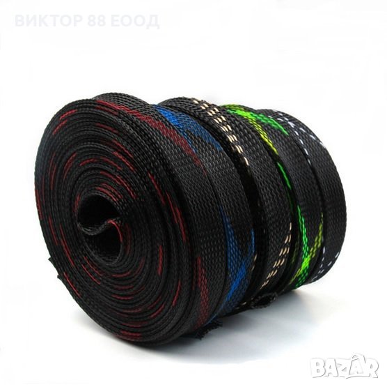 Кабелна оплетка 4мм черно/синьо, снимка 1