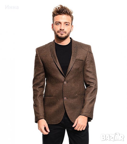 Ежедневно кафяво мъжко сако М/L размер плътно с кръпки на лактите, снимка 1