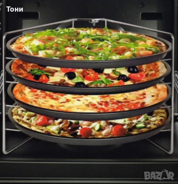 Комплект за печене на пица с хромирана метална стойка, снимка 1