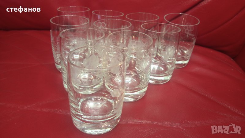 Ретро ракиени чаши, ръчна гравюра – 10 бр, снимка 1