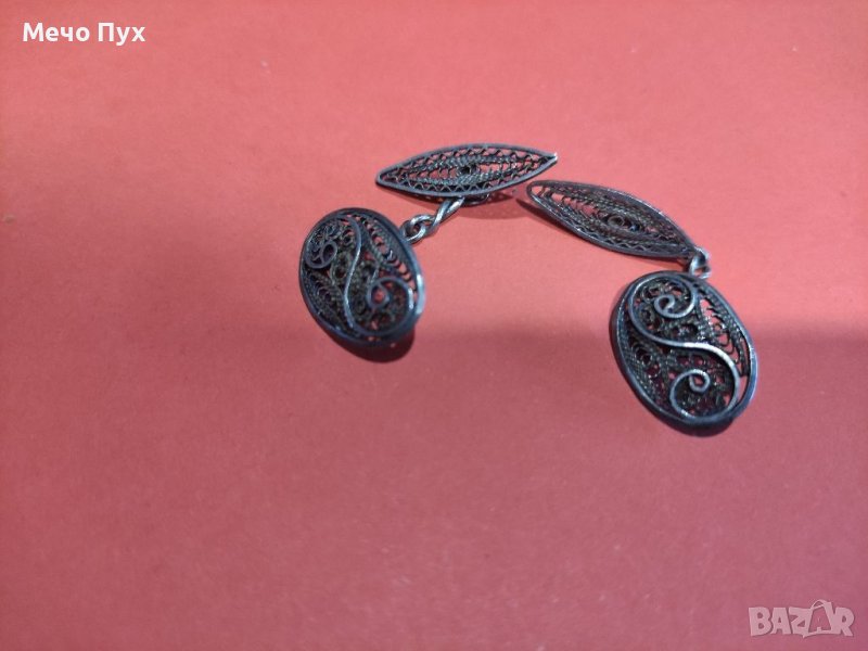 Стари сребърни ръкавели филигран , снимка 1