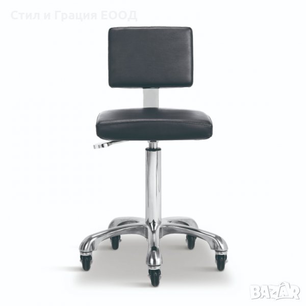 Козметичен/фризьорски стол - табуретка с облегалка Gordon B - черна/бяла 49/69 см, снимка 1
