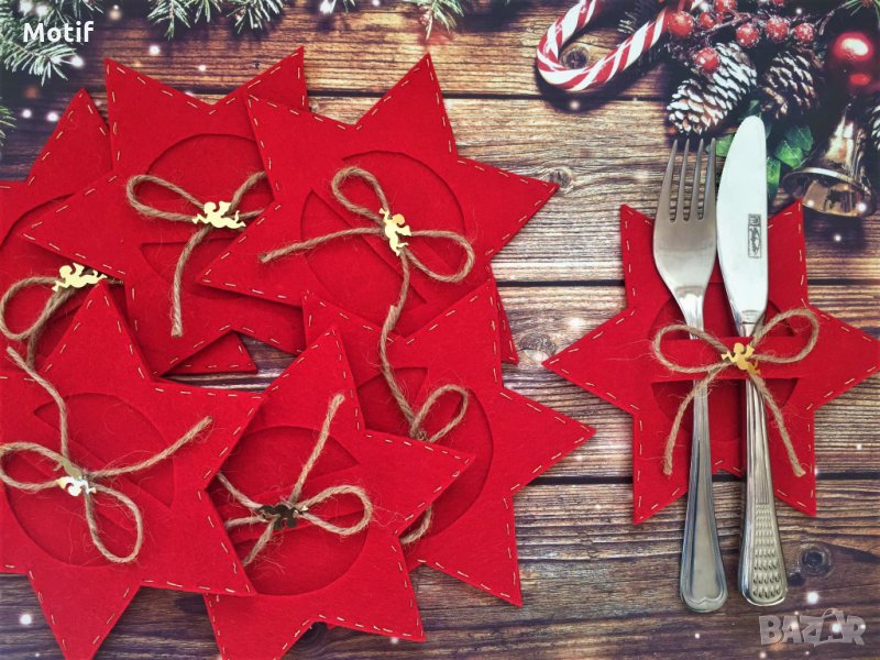 Коледна украса за маса / Коледна украса за прибори / салфетки, снимка 1
