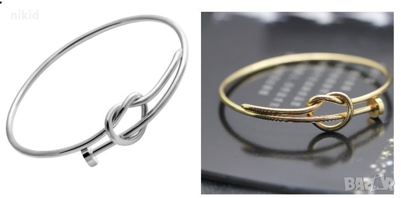 Гривна Пирон възел  златиста сребриста, снимка 1