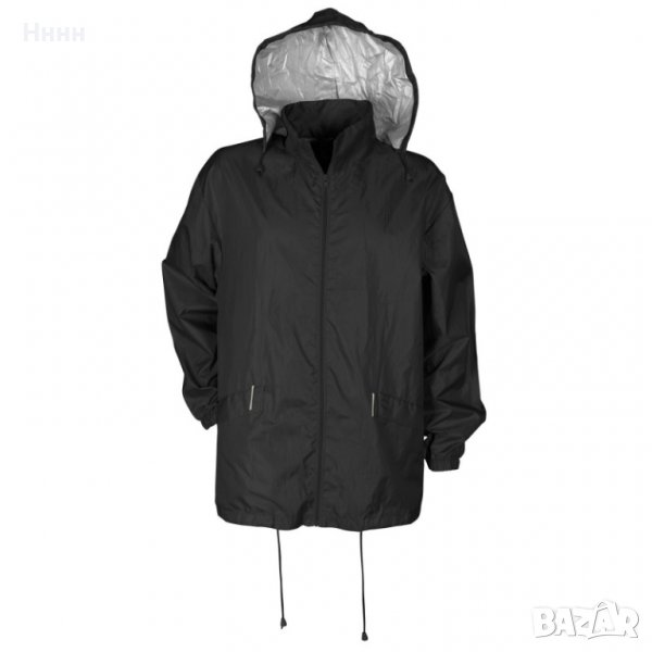 Водозащитно яке с качулка дъждобран ветровка черно, снимка 1