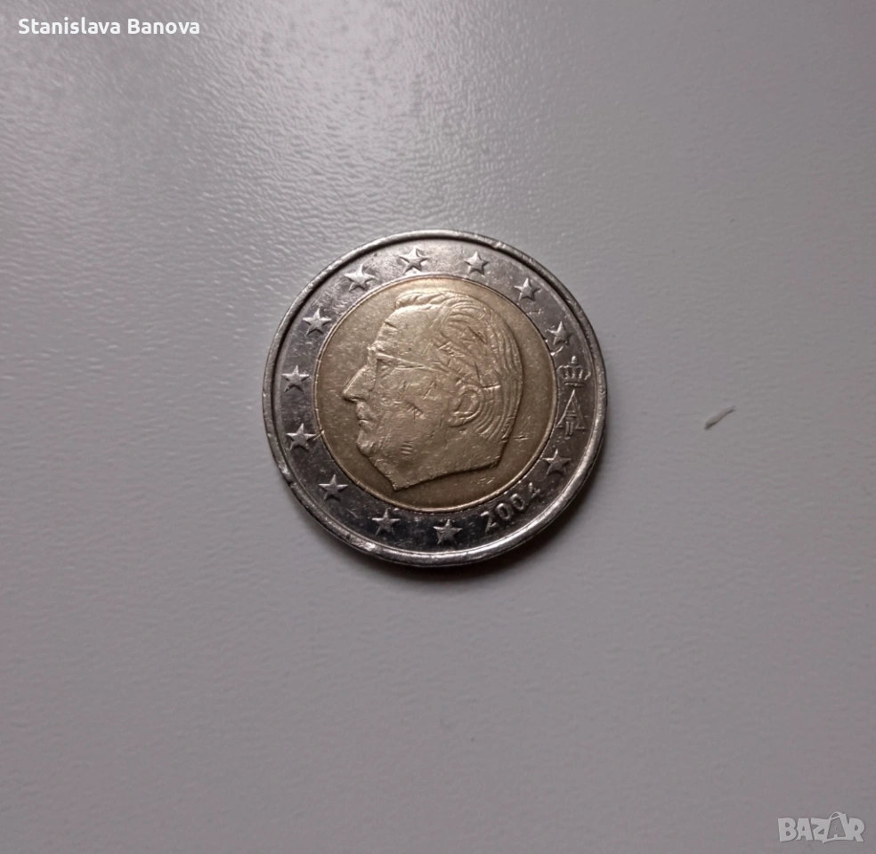 Белгийска монета от 2 евро с крал Албърт II от 2004г. ,първа серия, снимка 1