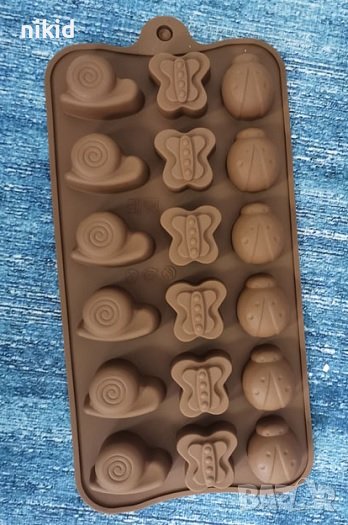 Калинка Пеперуда охлюв силиконов молд форма бонбони гипс шоколад декор, снимка 1