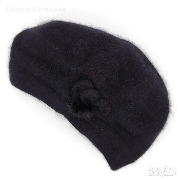 Зимна дамска шапка в черно с пух Код на продукта:DASH-01-95, снимка 1