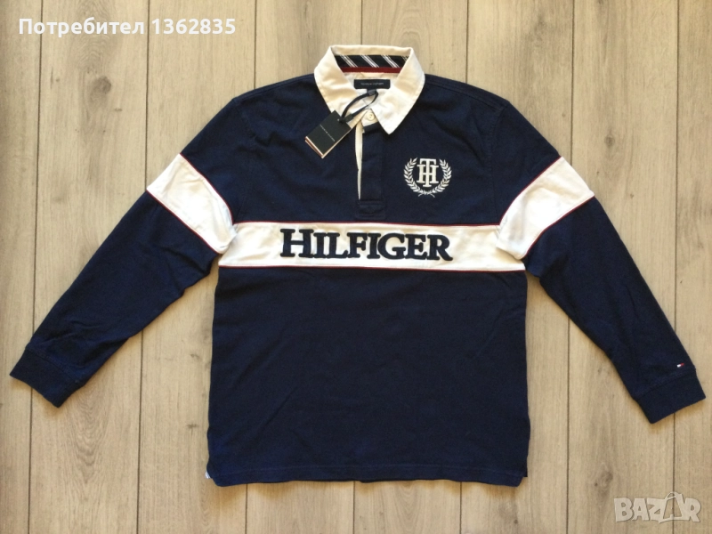 НОВА оригинална синя ръгби поло фланела блуза TOMMY HILFIGER размер L, снимка 1