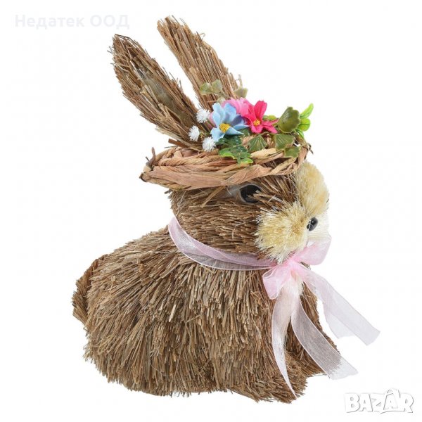 Великденскa декорация, Заек с морков и лопата, 32 см, Многоцветна, снимка 1