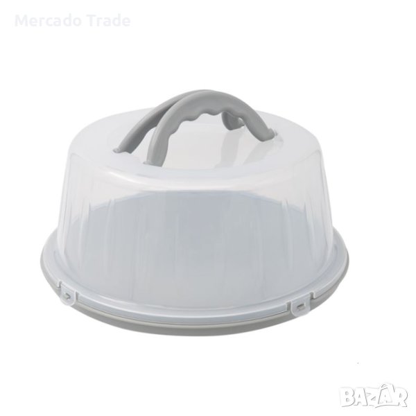 Кутия за торта Mercado Trade, Пластмаса, Кръгла, Сив, снимка 1