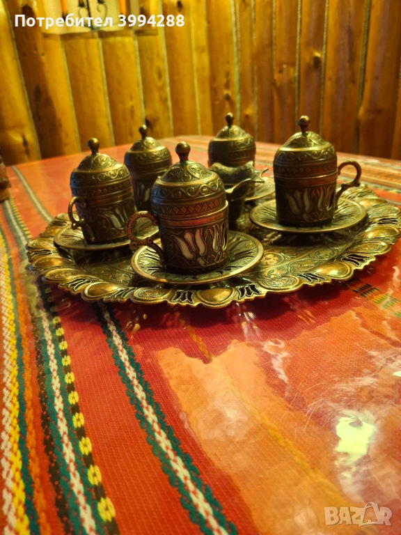Турски бронзов сервиз за кафе, снимка 1