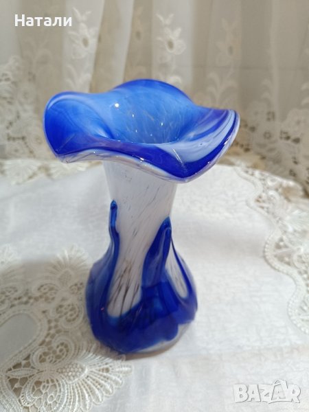 ваза синьо стъкло 674, снимка 1
