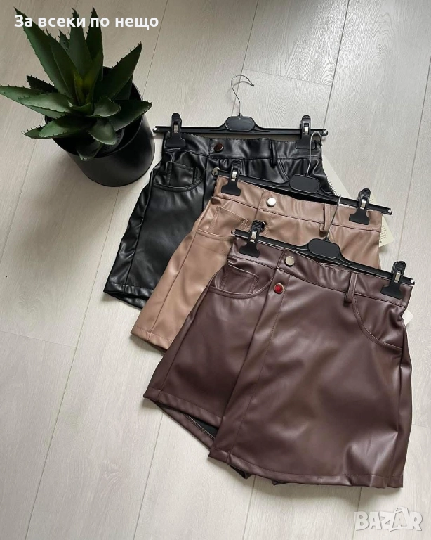 Дамска Къса Кожена Пола-Панталон Код EN41, снимка 1