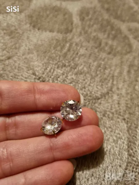 Нови Циркони стомана обеци 1см камък, снимка 1