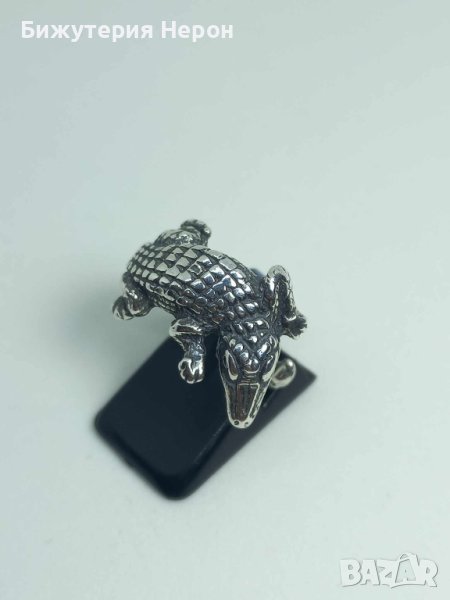 Сребърен пръстен Крокодил, снимка 1