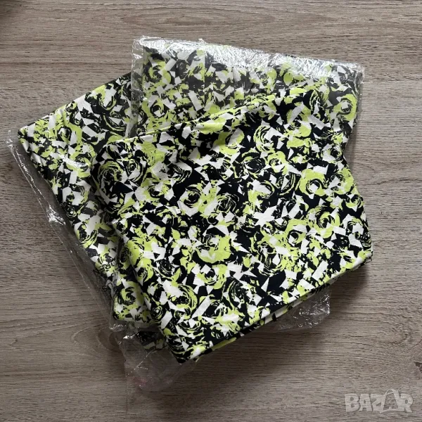 Разпродажба на дамски панталони, панталон цвят лайм/черно/бяло, памук, пролетни/летни стилни, снимка 1