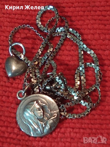 РИМОКАТОЛИЧЕСКА СРЕБЪРНА - WF ИКОНКА и СРЕБЪРНО СЪРЧИЦЕ със СРЕБЪРНА ВЕРИЖКА СРЕБРО 925 ПРОБА 40320, снимка 1