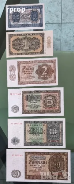 Германия. Емисия  "Дойче марка".  1948 г.  50 пфенига,1, 2 ,5, 10, 20 марки.  UNC. ., снимка 1