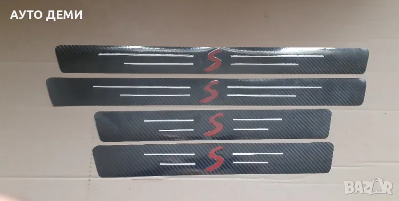 ТОП Цена за 4 бр-16 лв гланц карбон стикери за прагове за Мини Купър S Mini Cooper S, снимка 1