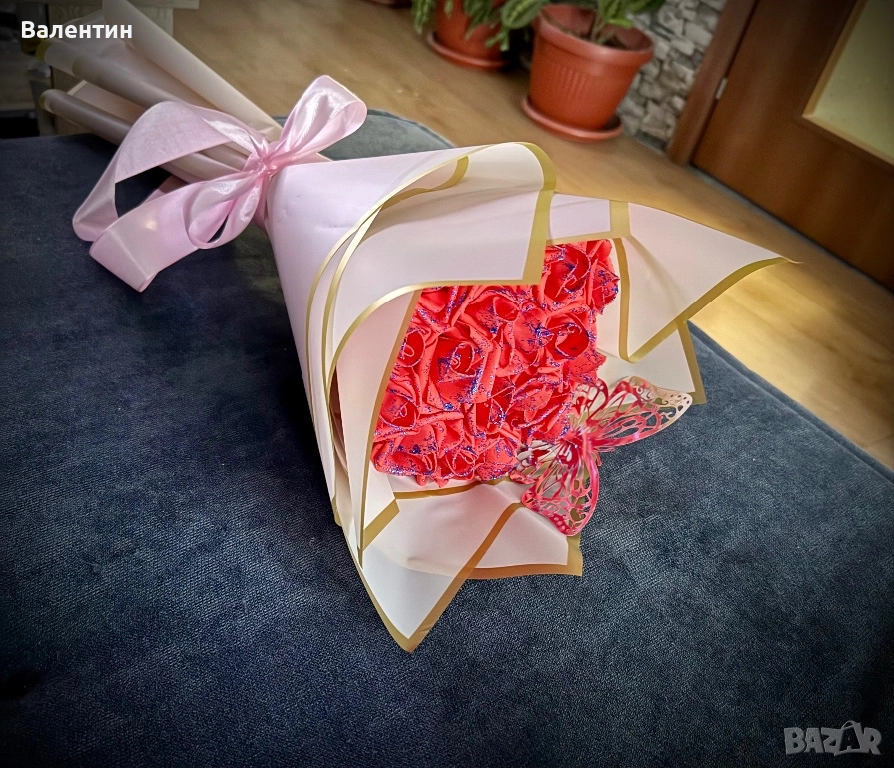 Вечен букет от 17 Фоамени рози, снимка 1