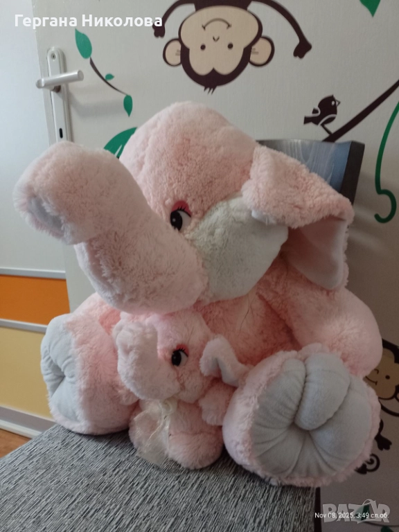 Плюшено голямо слонче с бебе слонче, снимка 1