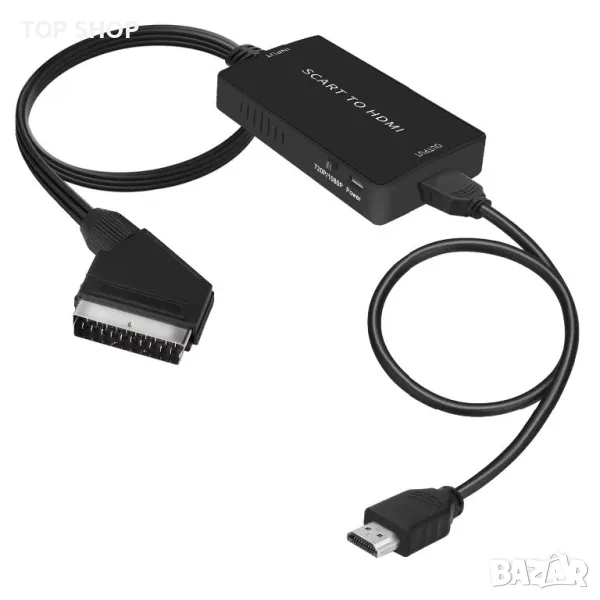 Scart към HDMI Премиум конвертор с HDMI кабел,Full HD 720P/1080P, HDTV Монитор/Проектор/Xbox/PS3, снимка 1