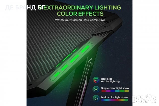 Геймърско бюро с RGB LED светлини ERK-Z60-B, снимка 4 - Бюра - 35565137