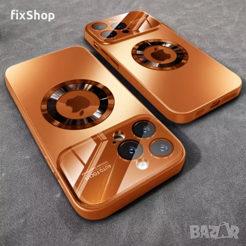 Калъф за iPhone 17 Pro Max – Orange металически дизайн с MagSafe кръг – Нов