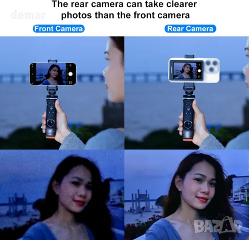 Newmowa 4K 30fps кабелен+1080P безжичен екран, 2 в 1 магнитен за селфи, снимка 2 - Селфи стикове, аксесоари - 49494619