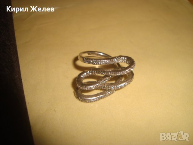 КРАСИВ СРЕБЪРЕН СКЪПОЦЕНЕН АРТ ПРЪСТЕН РОДИРАНО СРЕБРО 925 с ФАСЕТИРАНИ ЦИРКОНИ 32580, снимка 7 - Пръстени - 38381445