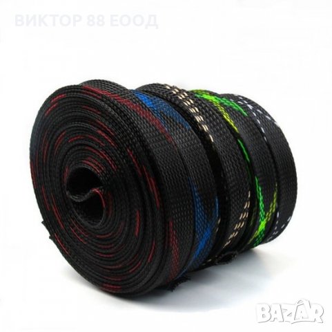 Кабелна оплетка 4мм черно/синьо, снимка 1