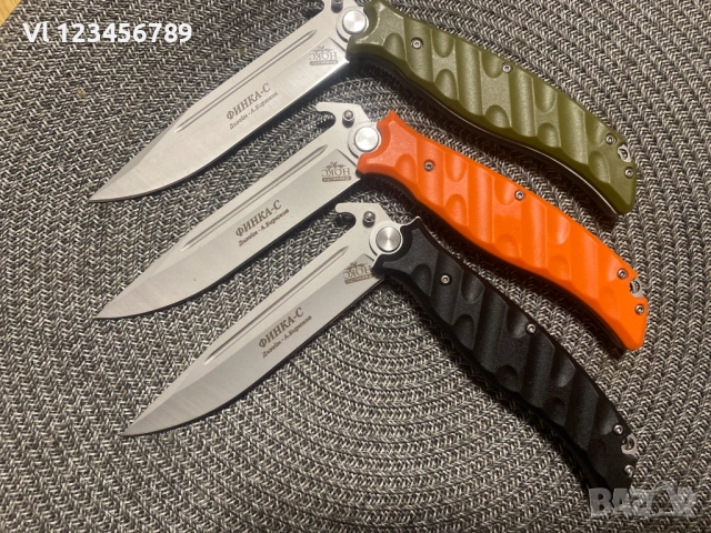 Руски сгъваем нож НОКС Финка-С, дизайн А.Бирюков - ЧЕРЕН, снимка 7 - Ножове - 52447436