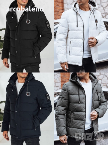 Мъжко зимно ватирано яке с качулка, 4цвята 