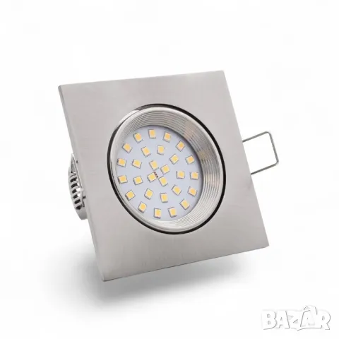 Промо! LED лунички + тяло за вграждане, драскана стомана, 220V, 4W, 2700K 