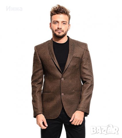 Ежедневно кафяво мъжко сако М/L размер плътно с кръпки на лактите