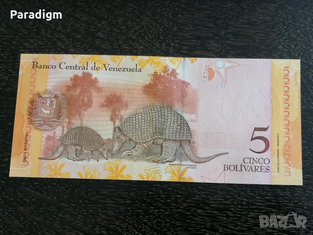 Банкнота - Венецуела - 5 боливара UNC | 2008г., снимка 2 - Нумизматика и бонистика - 26372763