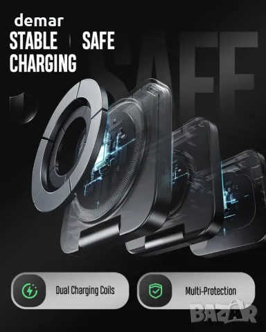 Безжично зарядно устройство KU XIU за Samsung, пътна магнитна 3 в 1 сгъваема станция за зареждане, снимка 8 - Безжични зарядни - 48419049