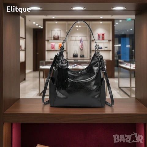 Дамска чанта с висулка и странични джобове в 7 цвята — стилна, вместителна и практична, снимка 4 - Чанти - 53269747