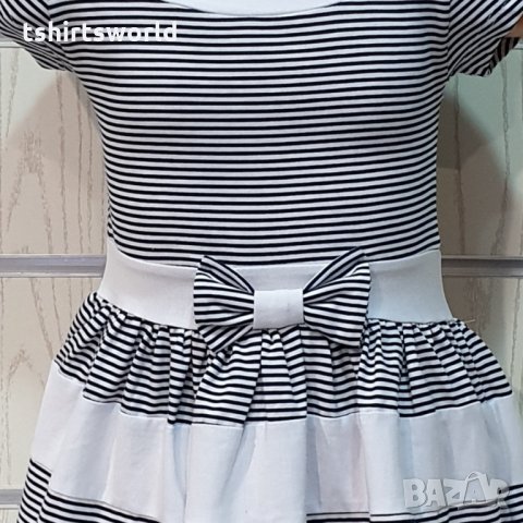 Нова детска моряшка рокличка с панделка, 12-18 месеца, снимка 2 - Бебешки рокли - 29038991